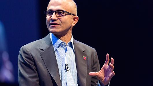 Microsoft CEO Satya Nadella at a company conference in London in November 2014.